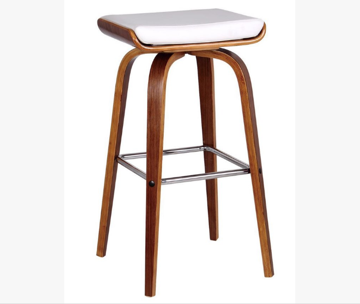 LUCCA BENTWOOD LEATHERETTE BAR STOOL - SEAT: 700(H) - (SET OF 2) - WHITE