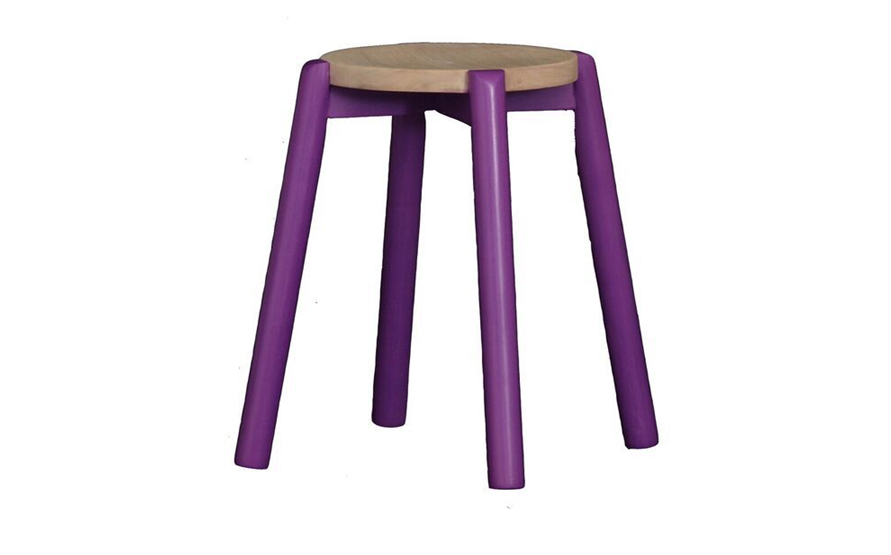 WILLOW (BR048RO) WOODEN ROUND BARSTOOL / KITCHEN BENCH (4 UNITS IN A BOX) - SEAT: 480(H) - PURPLE / WASHED
