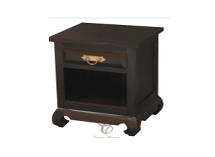 SEOUL 1 DRAWER BEDSIDE TABLE WITH RING / CHUNKY HANDLE (BS 001 OL RJ) -500(W) - CHOCOLATE