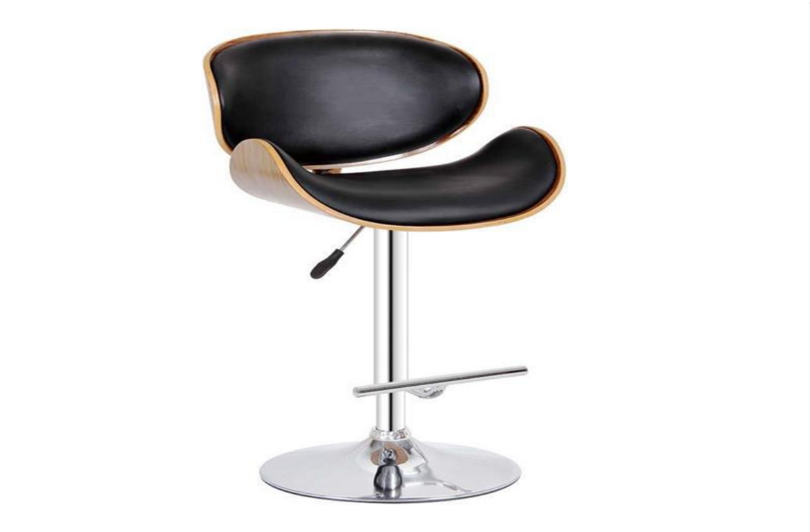 MONACO BENTWOOD LEATHERETTE BAR CHAIR / STOOL - SEAT: 630 - 850(H) - (VJY-1076) - BLACK / WALNUT