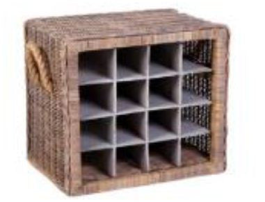 RATTAN 16 BOTTLES WINE RACK (DEH606) -500(W) X 360(D) - KUBU GREY