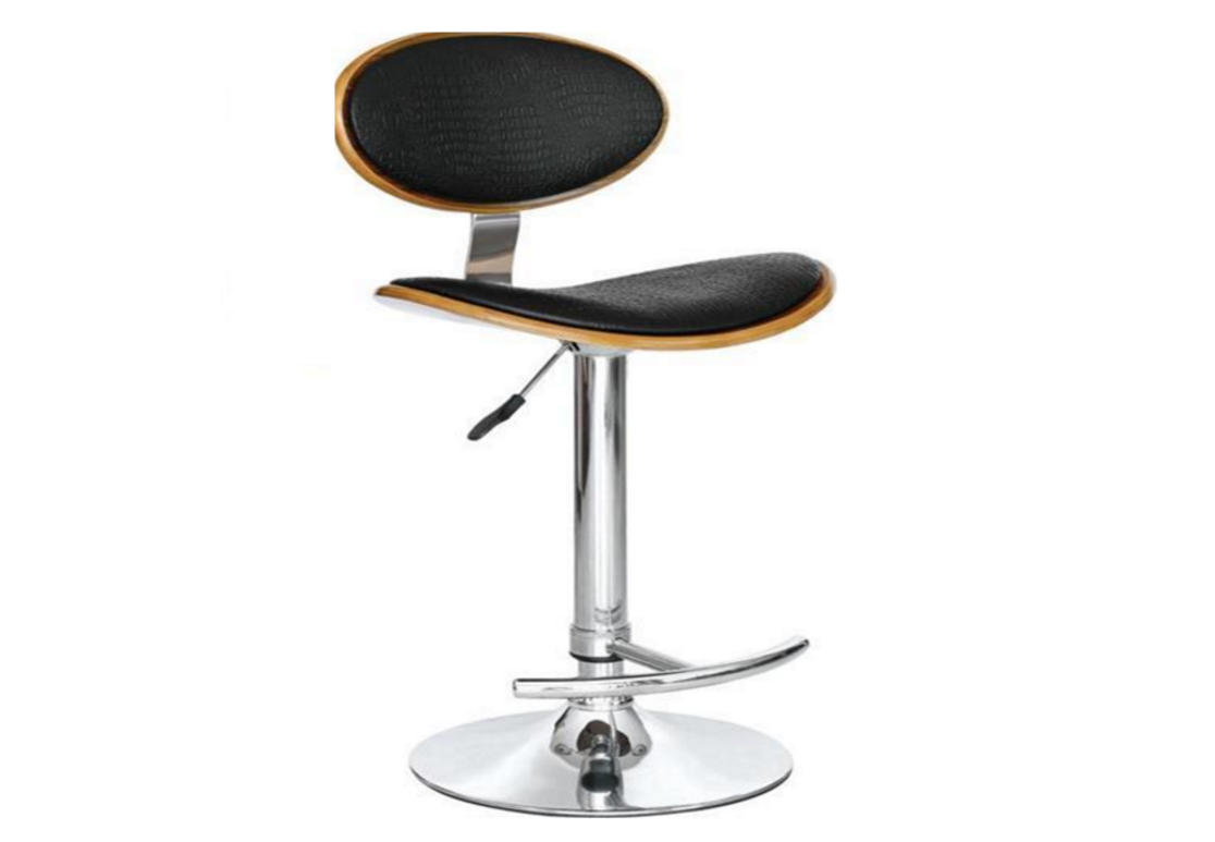 LOKO BENTWOOD LEATHERETTE BAR STOOL - (VJY-1009) - SEAT: 645 - 865(H) - BLACK / WALNUT