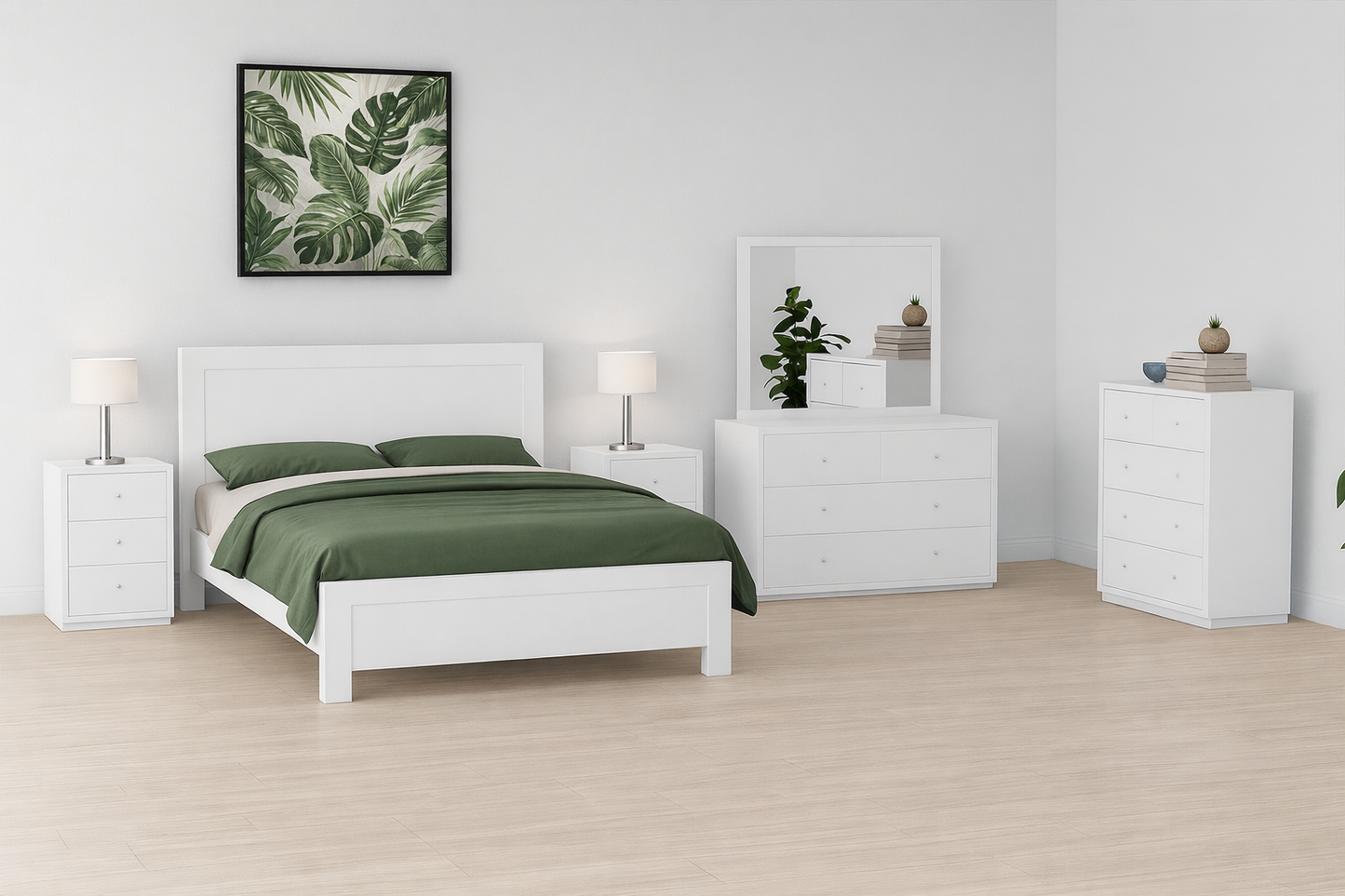 Queen Retro Bed (AUSSIE MADE) - White, Antique White, Whitewash & Brushed Colour Options