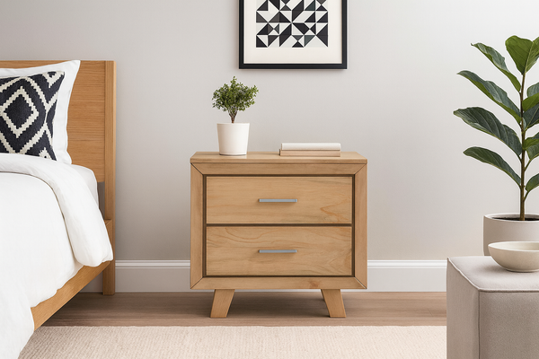 CARNIVAL (AUSSIE MADE) BEDSIDE TABLE- TASSIE OAK COMBINATION - ASSORTED COLOURS