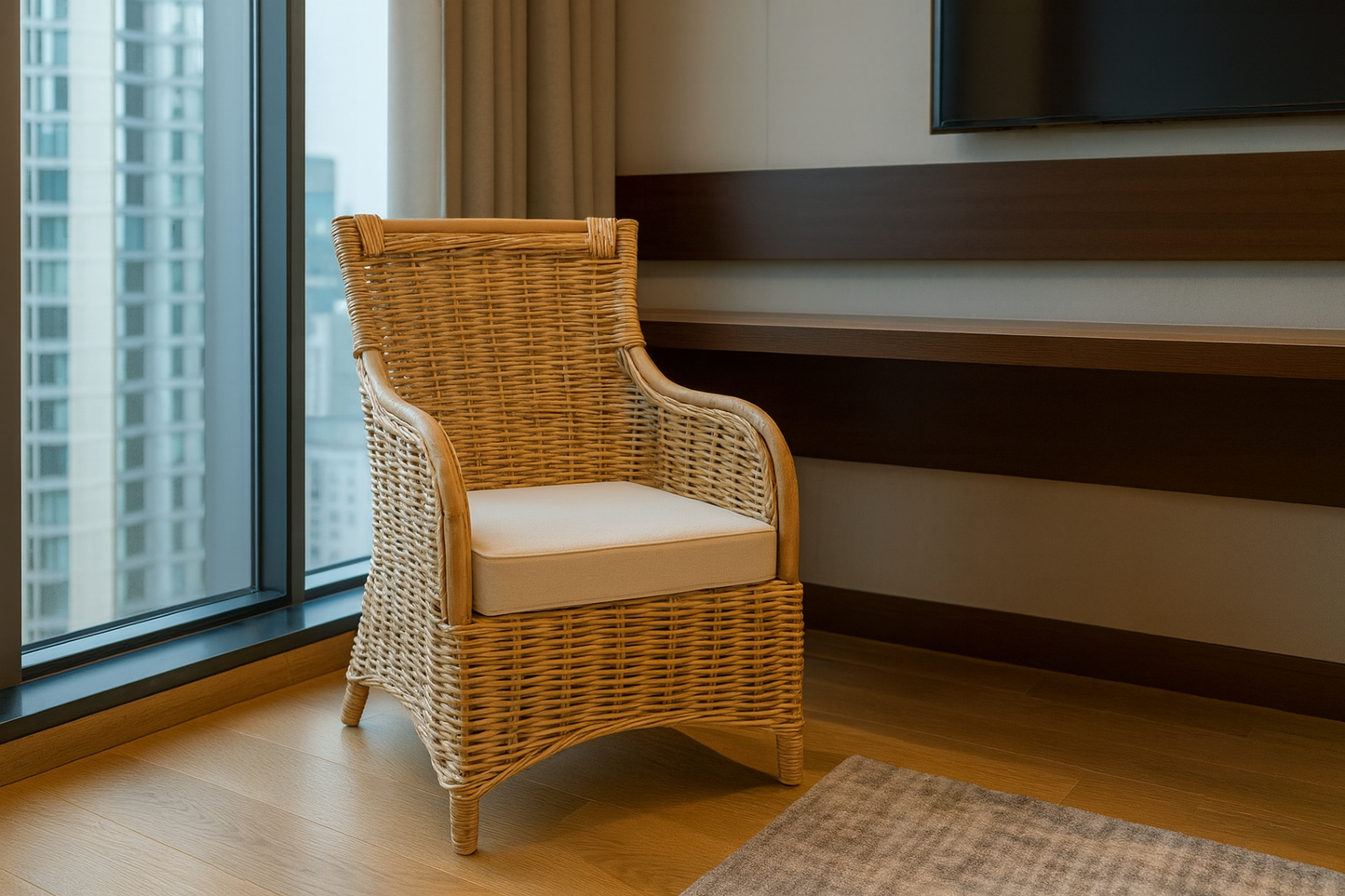 TORINO RATTAN CHAIR WITH CUSHION - NATURAL