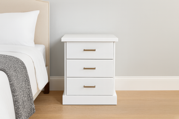 BAYSIDE (AUSSIE MADE) (CBY103) BEDSIDE TABLE - WHITE, ANTIQUE WHITE, WHITEWASH & BRUSHED COLOUR OPTIONS