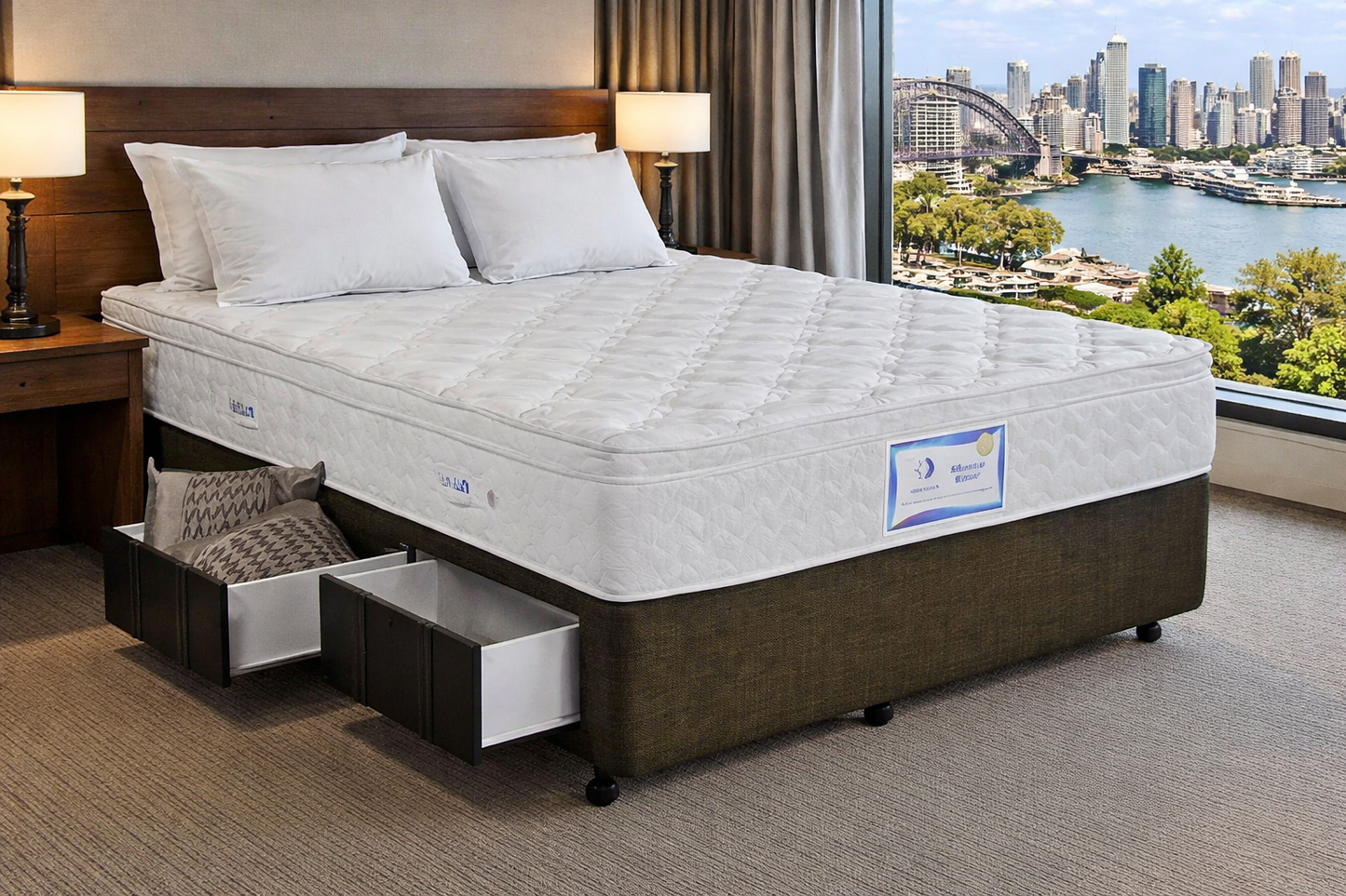 Queen Premium (AUSSIE MADE) Linen Extra Depth (12"/300) Base Only - 30cm Deep - (DRAWERS OPTIONAL) - Assorted Colours
