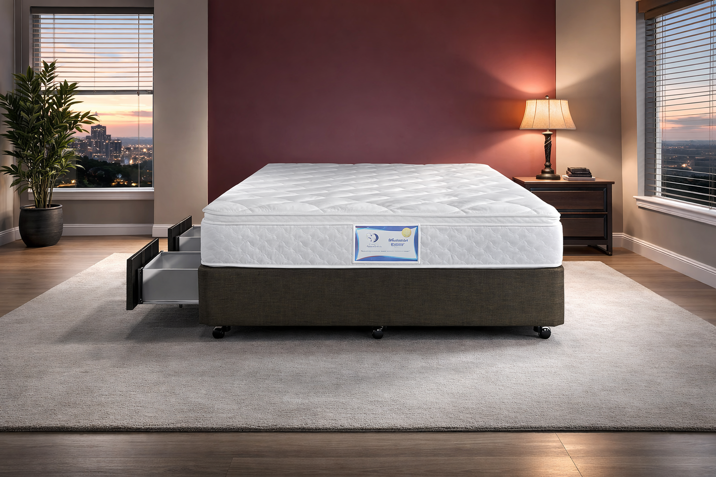 Queen Premium (AUSSIE MADE) Linen (10"/240) Ensemble Base Only (BASE DRAWERS OPTIONAL EXTRA) - Assorted Colours