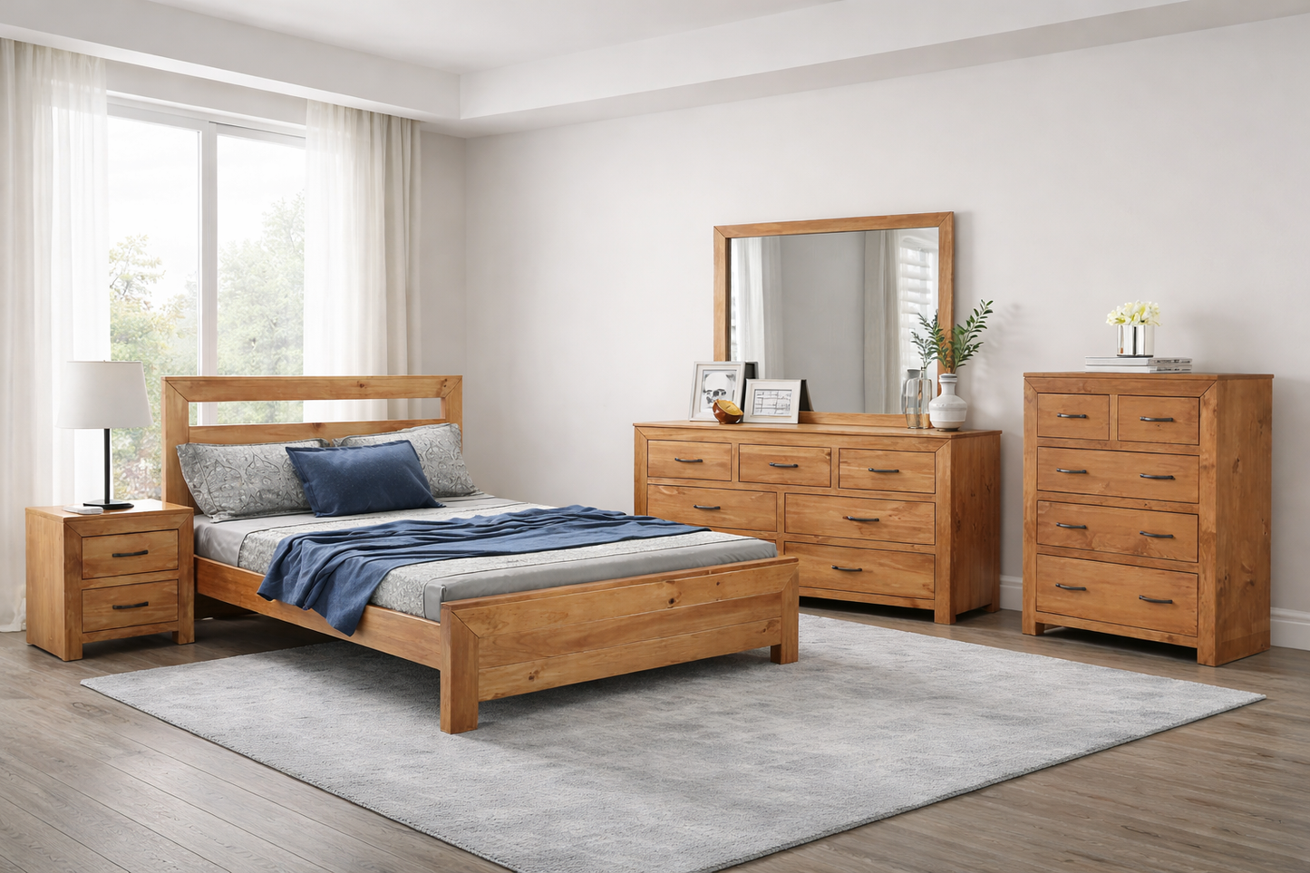 Bustin King 6 Piece (THE LOT) Bedroom Suite - Baltic