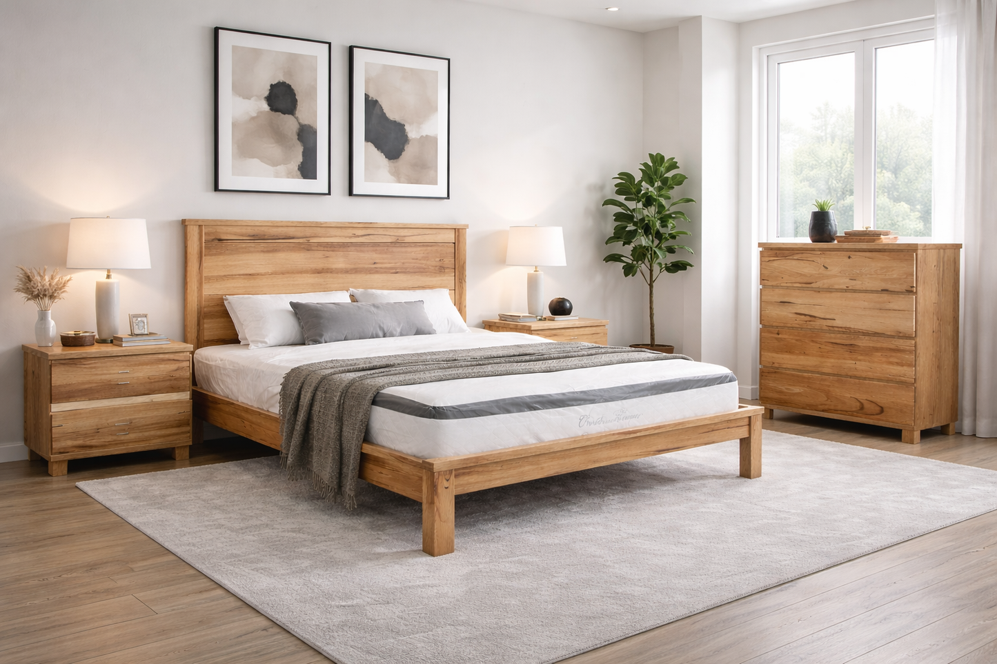 Saville (AUSSIE MADE) Single Or King Single 3 Piece Bedroom Suite - With Doona Foot - Assorted Stained Colours