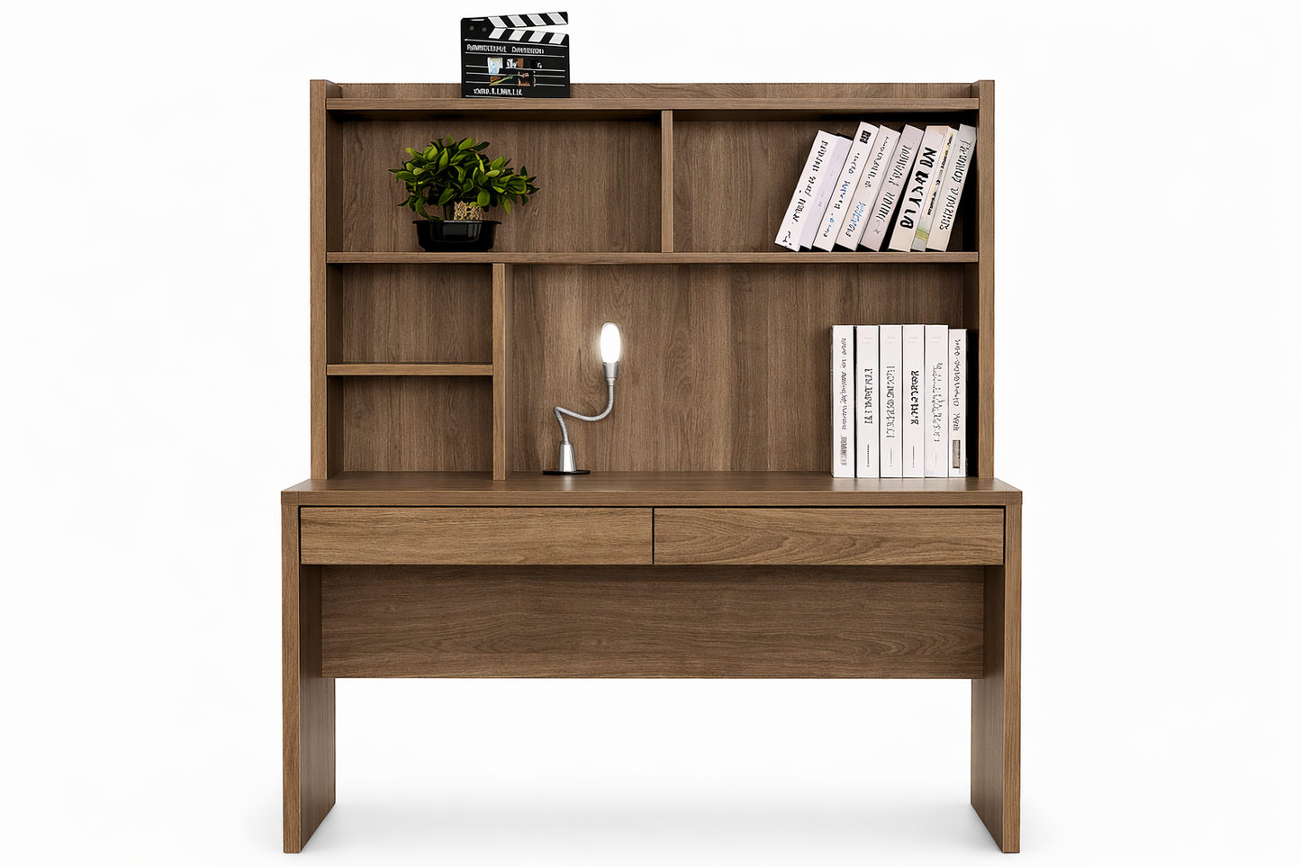 Denzel Study Desk With Hutch - 1515(H) X 1200(W) X 580(D) - Grey Oak