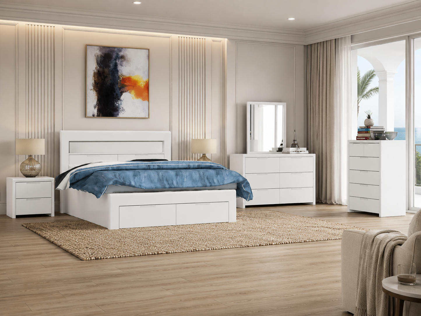 Queen Lunar Bed Frame - White