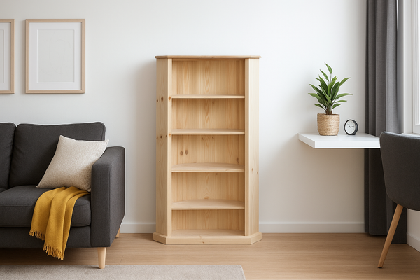 SWAYDE (AUSSIE MADE) CORNER LOWLINE BOOKCASE COLLECTION - ASSORTED STAINED COLOURS