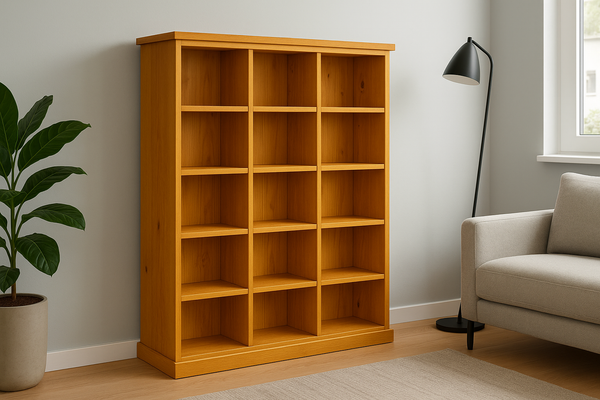 URBAN (AUSSIE MADE) FLAT TOP STAGGERED BOOKCASE COLLECTION - ASSORTED STAINED COLOURS