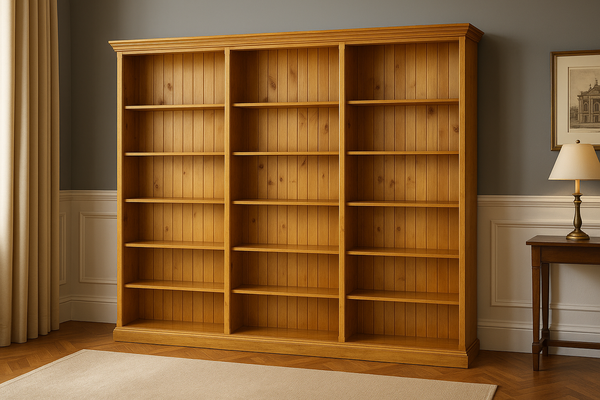 ANTALYA COLONIAL (AUSSIE MADE) STANDARD BOOKCASE - 2100(H) x 4500(W) x 290/320(D) - (4 SECTIONS) PIGEON PAIRED - ASSORTED COLOURS