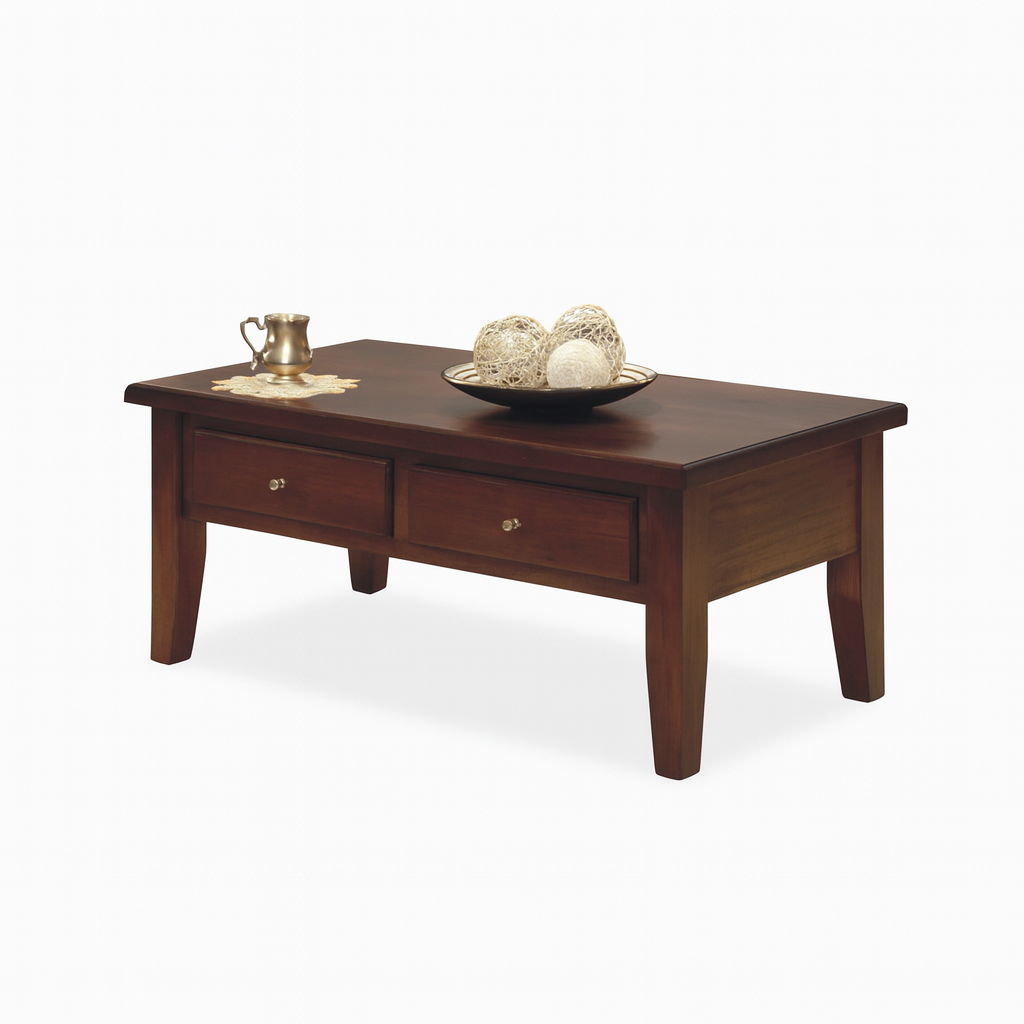 DINH TASSIE OAK COFFEE TABLE WITH 2 DRAWERS - 1200(W) X 700(D) - CHOICE OF COLOURS
