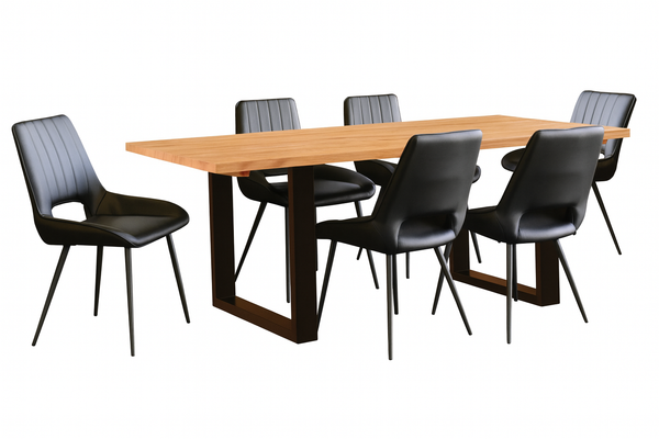 HERRERA DINING TABLE - 770(H) x 2400(W) x 1150(D) - TASSIE OAK - ROUGH SAWN