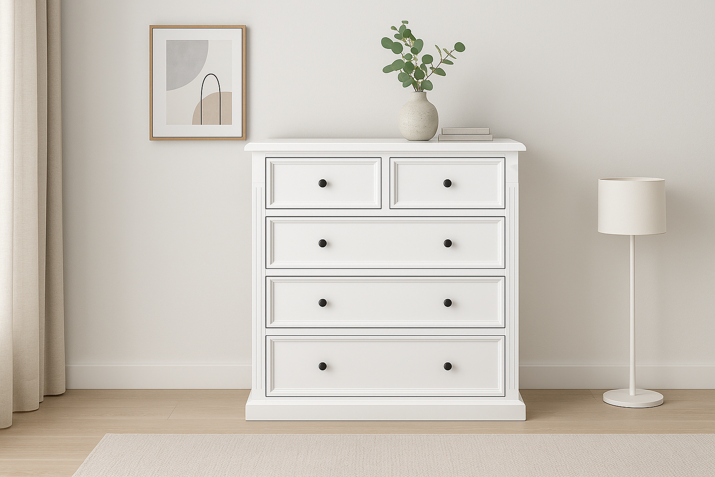LEGIONS 5 DRAWER SPLIT TOP TALLBOY - ASSORTED PAINTED COLOURS