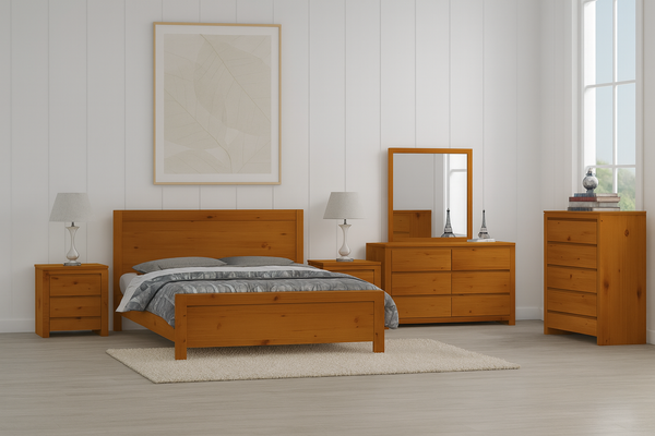 KING SINGLE CELINE (AUSSIE MADE) PANAL BED FRAME - ASSORTED STAINED COLOURS