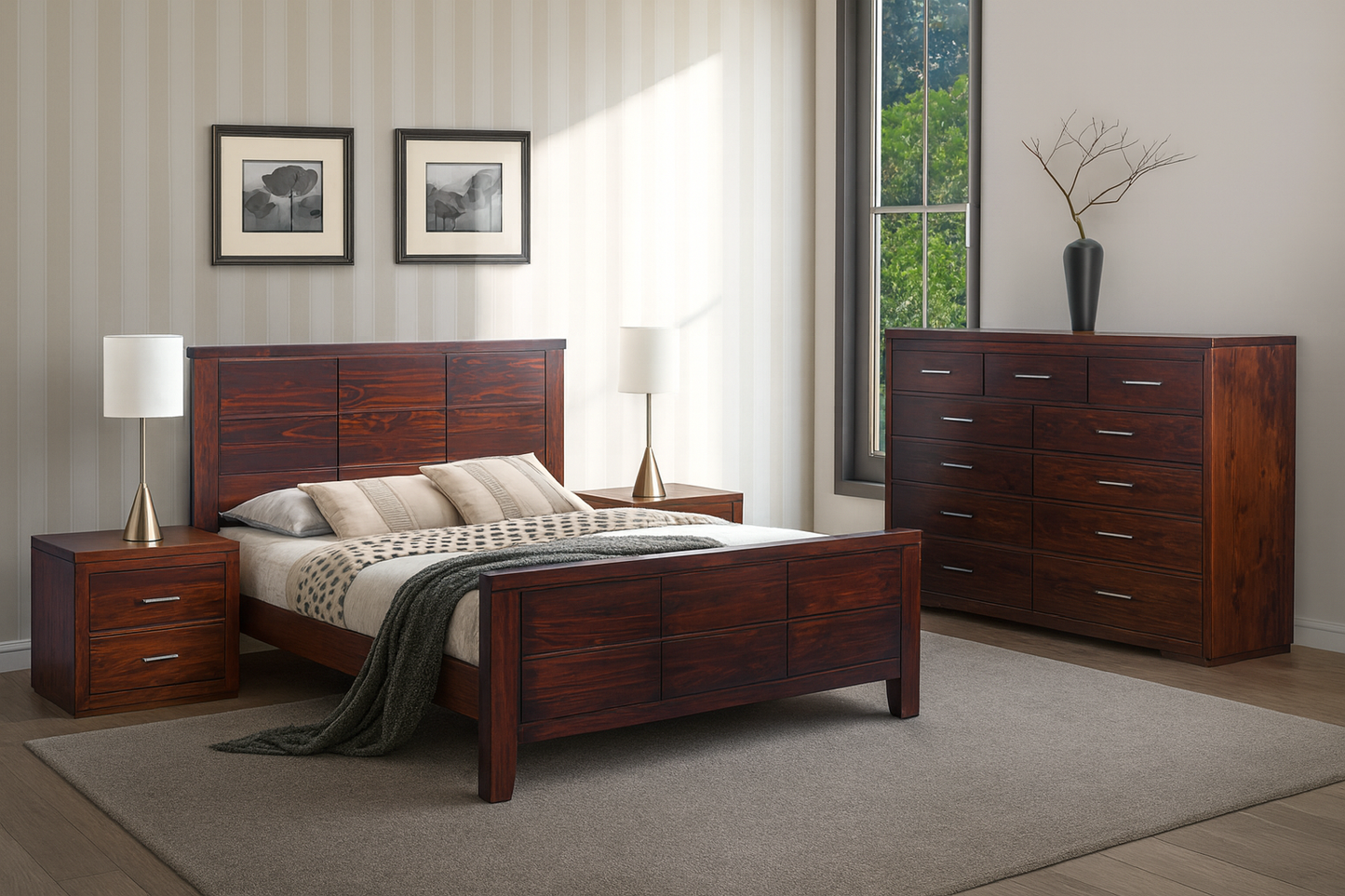 SINGLE NARRABEEN PANEL BED (14-15-15-20-21-18-5) - WALNUT(#219)