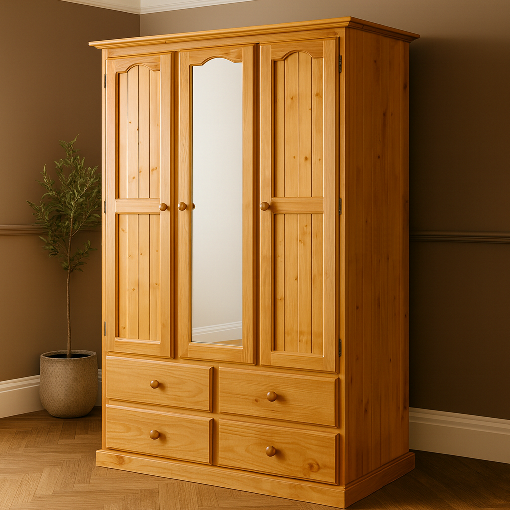 MUDGEE (AUSSIE MADE) WARDROBE COMBO WITH 3 DOORS & 4 DRAWERS - ASSORTED STAINED COLOURS - STARTING FROM $1299