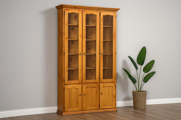 NOOSA (AUSSIE MADE) LIBRARY 6 DOOR DISPLAY CABINET COLLECTION - ASSORTED STAINED COLOURS