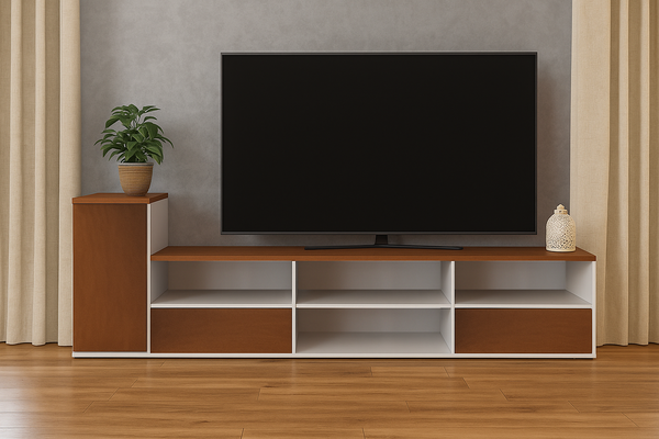 FUJII (AUSSIE MADE) LOWLINE 2 DRAWER / 1 DOOR TV UNIT COLLECTION - TASSIE OAK COMBINATION - ASSORTED STAINED COLOURS - STARTING FROM $1699