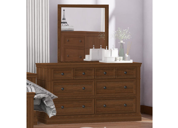 CHEEROKE (CUSTOM MADE) 8 DRAWER 100% HARDWOOD DRESSING TABLE WITH MIRROR - ASSORTED COLOURS