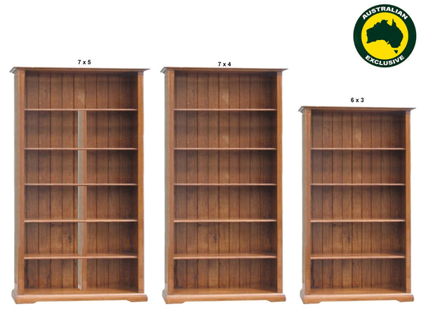 CHURACHS (AUSSIE MADE) HIGHLINE BOOKCASE COLLECTION - ASSORTED STAINED COLOURS