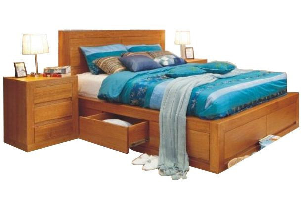 Claremont Double Or Queen 3 Piece (BEDSIDE) Bedroom Suite With 4 Under Bed Drawers - Choice Of Colours
