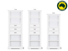 COASTAL (AUSSIE MADE) HIGHLINE BOOKCASE WITH DRAWERS COLLECTION - ASSORTED PAINTED COLOURS - STARTING FROM $999