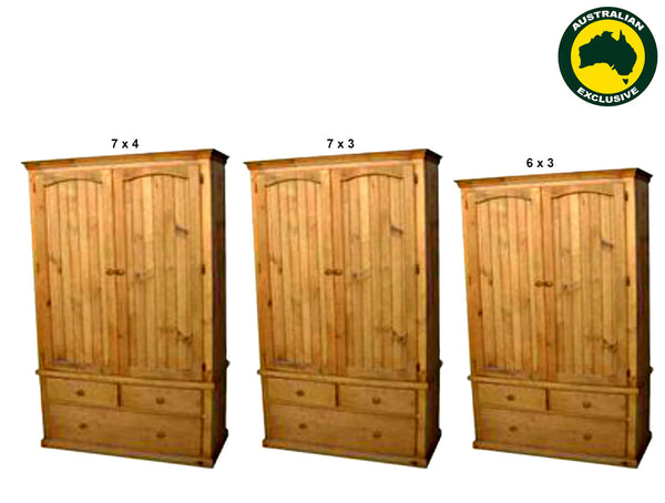 COTTAGE (AUSSIE MADE) 2 PIECE WARDROBE WITH BLANKET DRAWER COLLECTION - ASSORTED STAINED COLOURS