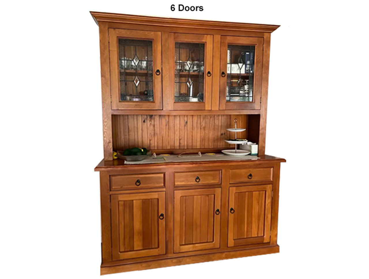 RIKKIE (AUSSIE MADE) BUFFET & HUTCH (NO LEADLIGHT) WITH PICTURE FRAME DRAWER FRONTS COLLECTION - ASSORTED STAINED COLOURS - STARTING FROM $1499
