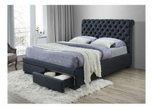 QUEEN GUARDIAN BED WITH 2 DRAWERS - DARK GREY