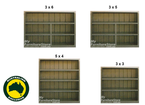 CUBE (AUSSIE MADE) LOWLINE BOOKCASE COLLECTION - TASMANIA OAK COMBINATION - ASSORTED STAINED COLOURS