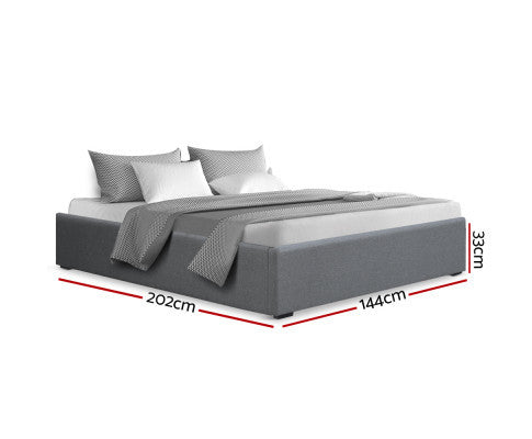 DOUBLE ARMANI FABRIC BED WITH GAS LIFT - GREY