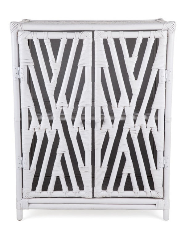 RATTAN 2 DOOR CABINET (DET371W) - SOLID WHITE