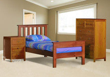 FEDERATION (AUSSIE MADE) WITH RAILED FOOT END SINGLE OR KING SINGLE 3 PIECE BEDROOM SUITE WITH OLIVER CASE GOODS - ASSORTED COLOURS