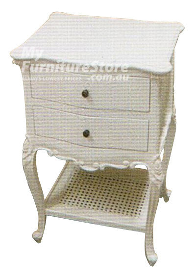 MAHOGANNY 2 DRAWER BEDSIDE - WHITE