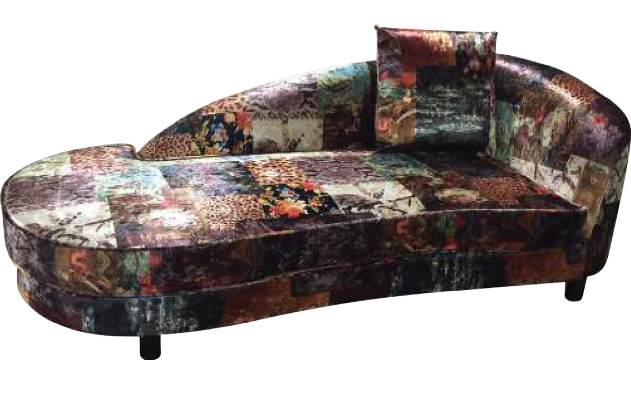 GEORGETTE CHAISE UPHOLSTERED IN LINEN FABRICS - DIGITAL PRINT PATCHWORK