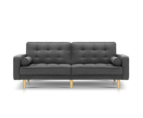 FOREST FABRIC 3 SEATER SOFA BED RECLINER LOUNGE- DARK GREY