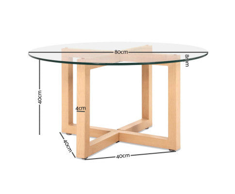 SPARROW ROUND GLASS COFFEE TABLE - AS PICTURED