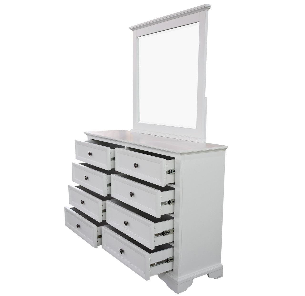 QUEEN AUSTIN 5 PIECE (DRESSER) BEDROOM SUITE - WHITE
