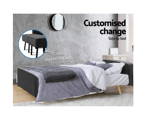 FOREST FABRIC 3 SEATER SOFA BED RECLINER LOUNGE- DARK GREY