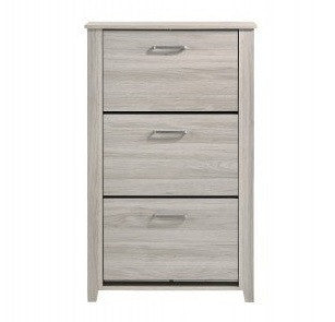 HILTON SHOE CABINET WITH 3 COMPARTMENTS - WHITE OAK