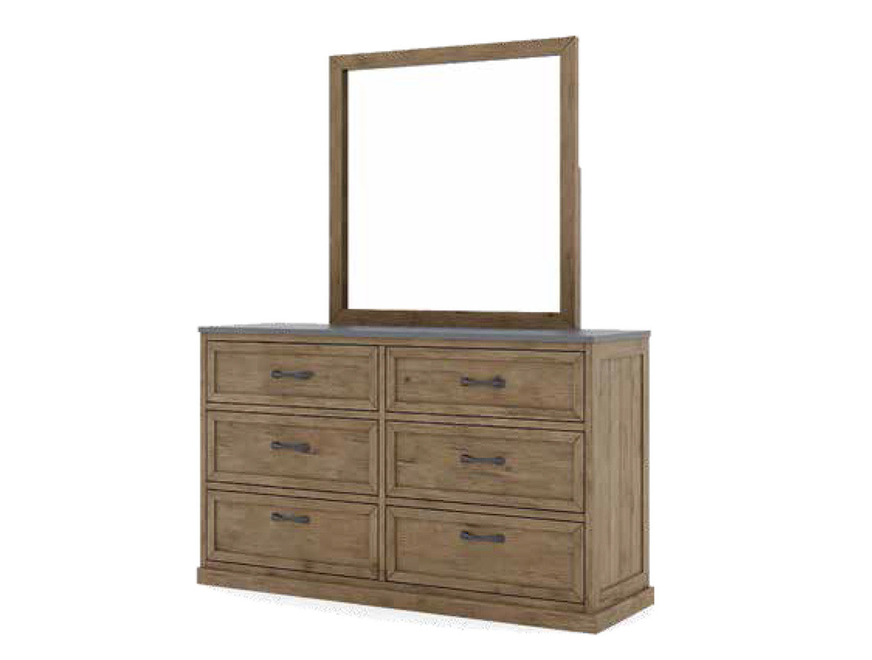 PALMER 6 DRAWER DRESSING TABLE WITH MIRROR - AS PICTURED