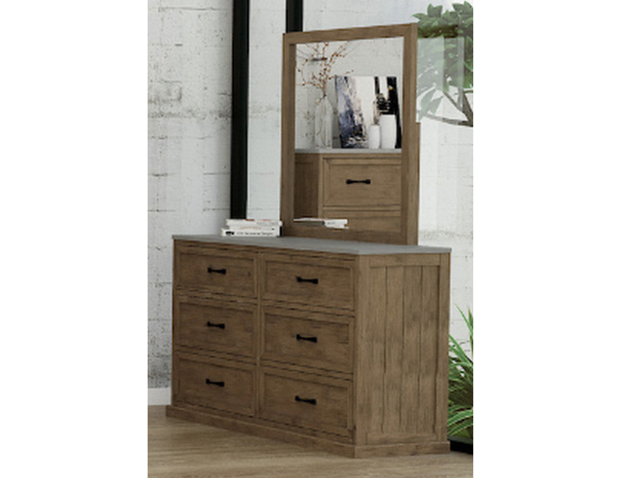 PALMER 6 DRAWER DRESSING TABLE WITH MIRROR - AS PICTURED
