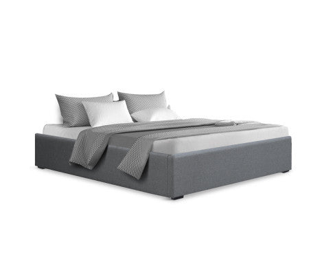DOUBLE ARMANI FABRIC BED WITH GAS LIFT - GREY