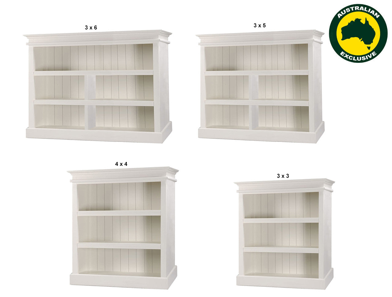 DARIA (AUSSIE MADE) LOWLINE BOOKCASE COLLECTION - ASSORTED PAINTED COLOURS - STARTING FROM $849