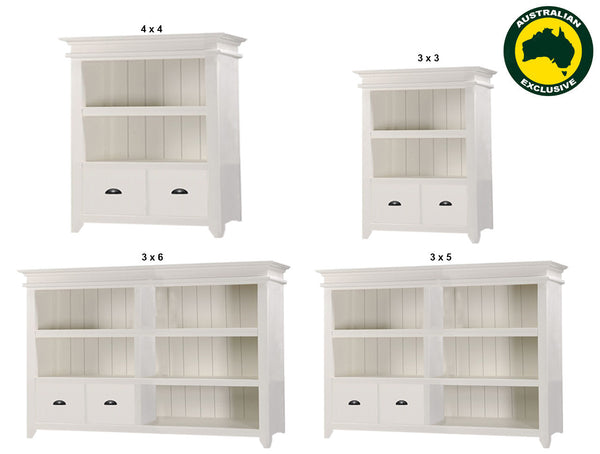 DARIA (AUSSIE MADE) LOWLINE BOOKCASE WITH 2 DRAWERS COLLECTION - ASSORTED PAINTED COLOURS